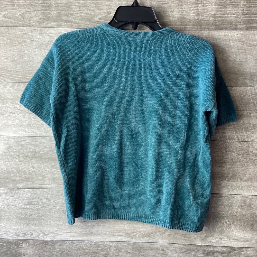 Eileen fisher knit cotton short sleeve green shirt - Picture 6 of 6